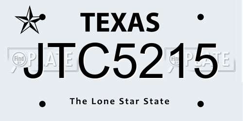 JTC5215 Texas License Plate