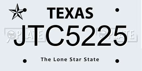 JTC5225 Texas License Plate