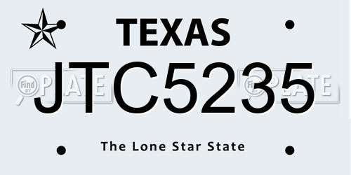 JTC5235 Texas License Plate