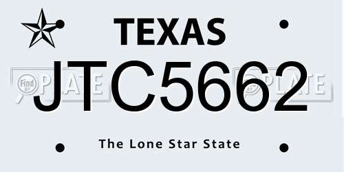JTC5662 Texas License Plate
