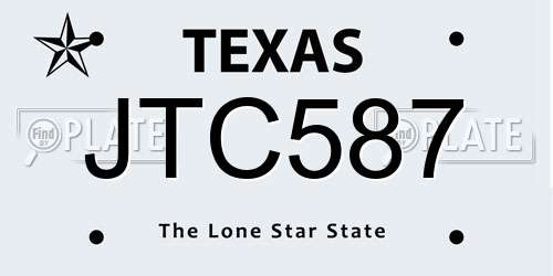 JTC587 Texas License Plate