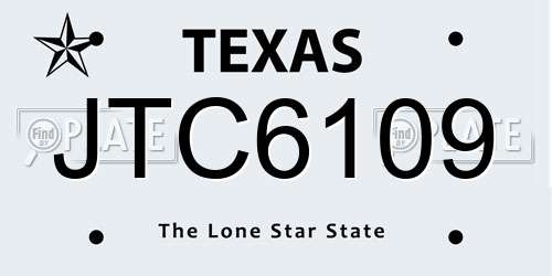 JTC6109 Texas License Plate