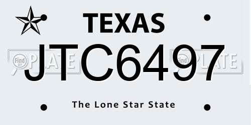 JTC6497 Texas License Plate
