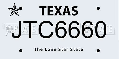 JTC6660 Texas License Plate
