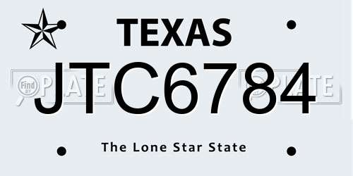 JTC6784 Texas License Plate