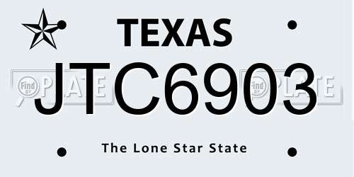 JTC6903 Texas License Plate