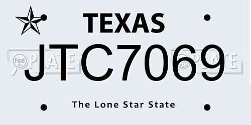 JTC7069 Texas License Plate