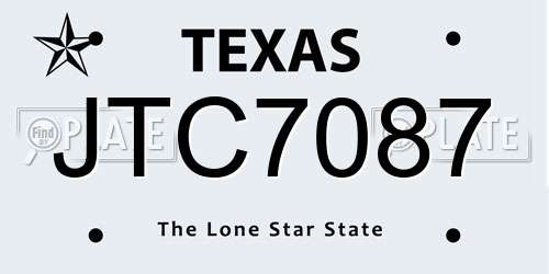 JTC7087 Texas License Plate