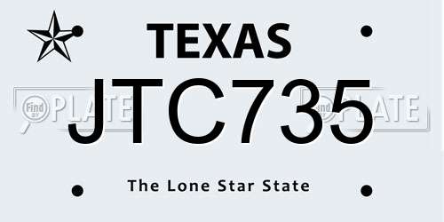 JTC735 Texas License Plate