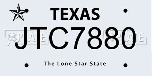 JTC7880 Texas License Plate