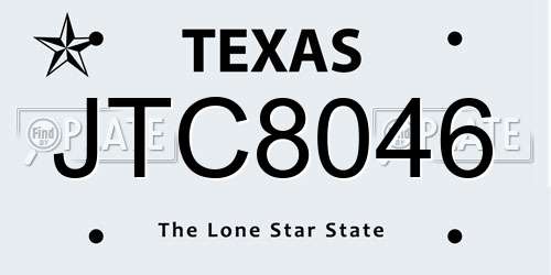 JTC8046 Texas License Plate
