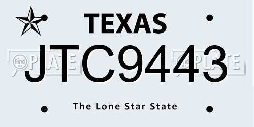JTC9443 Texas License Plate