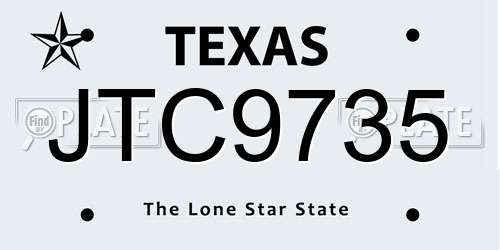 JTC9735 Texas License Plate