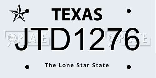 JTD1276 Texas License Plate