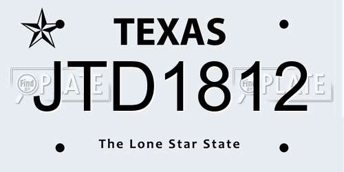 JTD1812 Texas License Plate