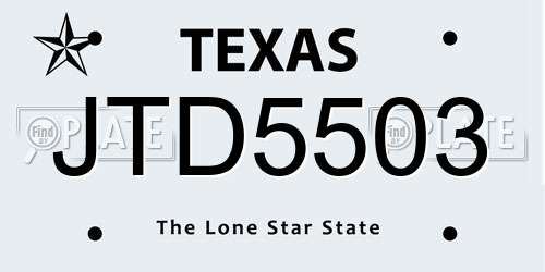 JTD5503 Texas License Plate