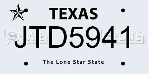 JTD5941 Texas License Plate