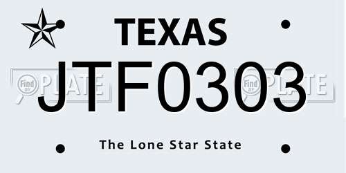 JTF0303 Texas License Plate