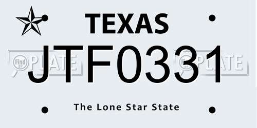 JTF0331 Texas License Plate