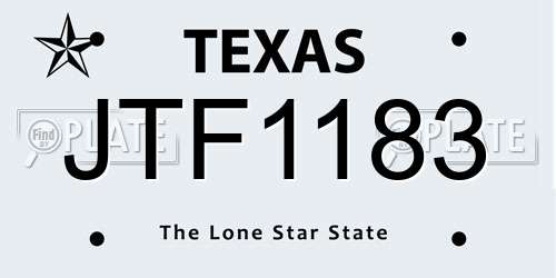 JTF1183 Texas License Plate
