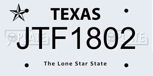 JTF1802 Texas License Plate
