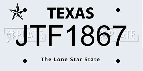 JTF1867 Texas License Plate