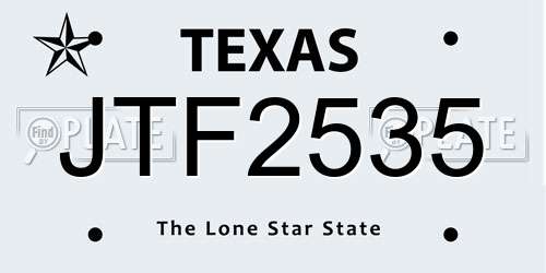 JTF2535 Texas License Plate