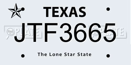 JTF3665 Texas License Plate