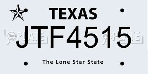 JTF4515 Texas License Plate