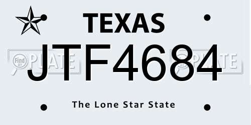 JTF4684 Texas License Plate