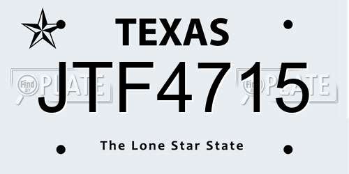 JTF4715 Texas License Plate