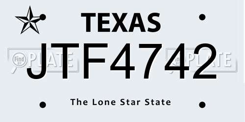 JTF4742 Texas License Plate