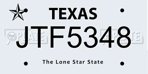 JTF5348 Texas License Plate