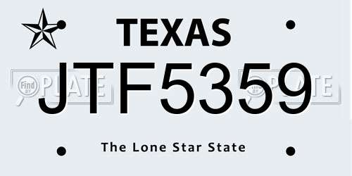 JTF5359 Texas License Plate