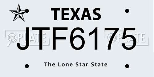 JTF6175 Texas License Plate