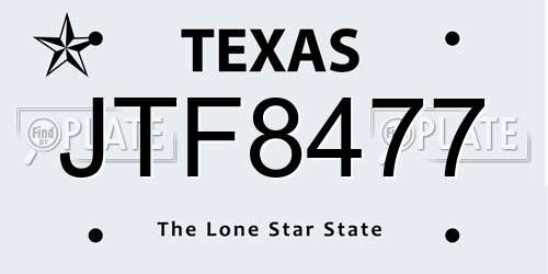 JTF8477 Texas License Plate