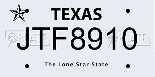 JTF8910 Texas License Plate