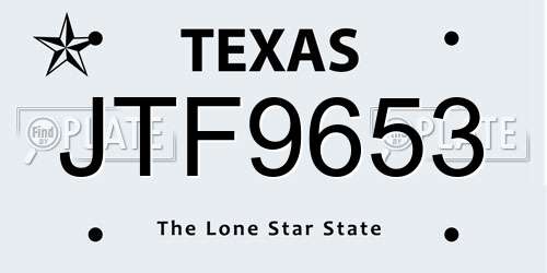 JTF9653 Texas License Plate