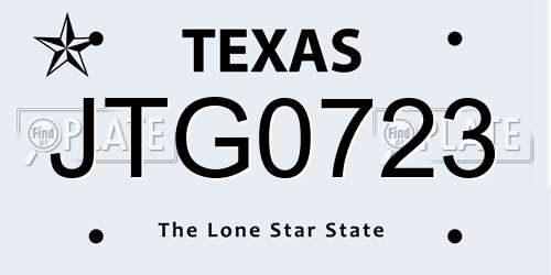 JTG0723 Texas License Plate