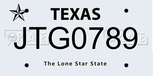 JTG0789 Texas License Plate