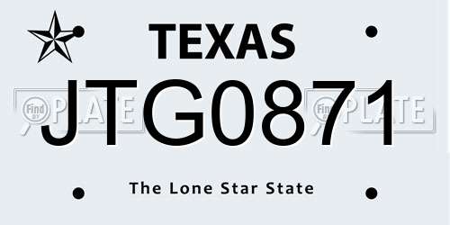 JTG0871 Texas License Plate