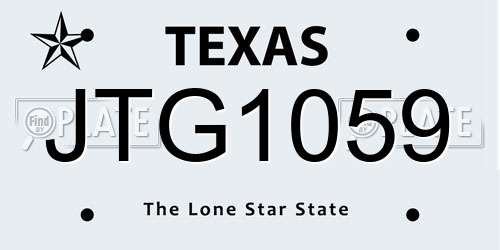 JTG1059 Texas License Plate
