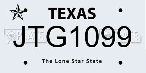 JTG1099 Texas License Plate