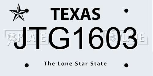 JTG1603 Texas License Plate