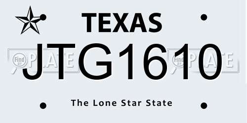 JTG1610 Texas License Plate