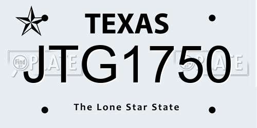 JTG1750 Texas License Plate