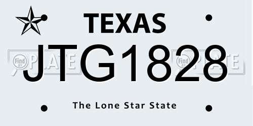 JTG1828 Texas License Plate