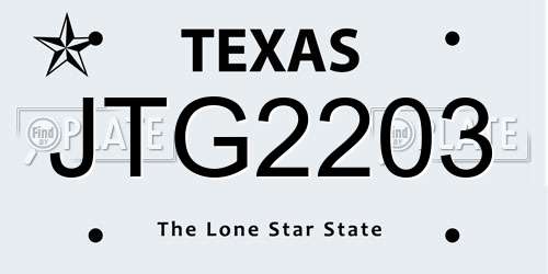 JTG2203 Texas License Plate