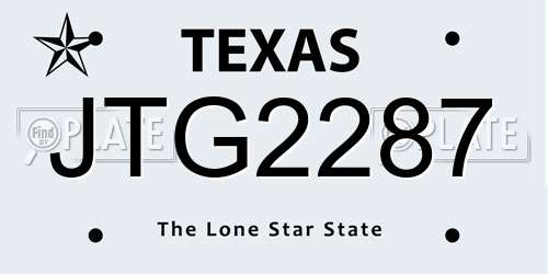 JTG2287 Texas License Plate