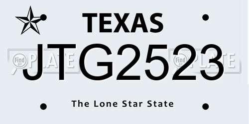 JTG2523 Texas License Plate
